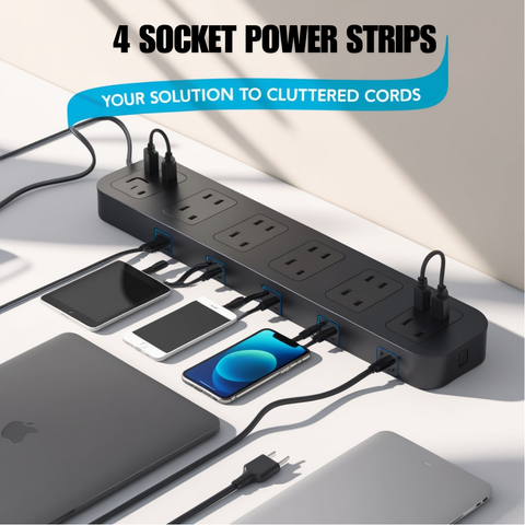 4 Socket Power Strips: Your Solution to cluttered Cords