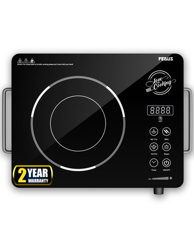 FEDUS 2200 Watts Infrared Cooktop, Energy Efficient Cook & Grill Infrared Stove, Electric Stove Chulha, hot plate chula, Current Stoves Burner for cooking All Cookware compatibility Black