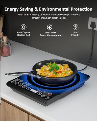 FEDUS Elema BIS Certified Induction Stoves, 2000W induction stove With Auto Pot Detection, Auto-Shut-Off & Large 8” Heating Coil Electric, Shatter-Proof Ceramic Glass Surface induction Cooktop chulha