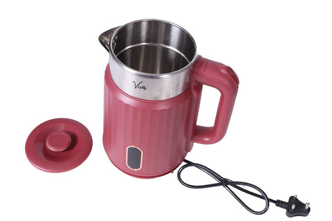 FEDUS Aqua Viva Electric Kettle, 1.8 Litres hot water kettle Jug, 1500W Stainless Steel Body, Power Indicator Automatic Cut-off used for boiling Water, making tea and coffee, instant noodles, soup etc. (Red)