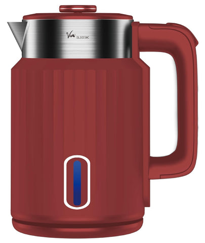 FEDUS Aqua Viva Electric Kettle, 1.8 Litres hot water kettle Jug, 1500W Stainless Steel Body, Power Indicator Automatic Cut-off used for boiling Water, making tea and coffee, instant noodles, soup etc. (Red)