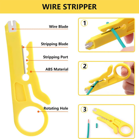 FEDUS RJ45 Crimping Tool Kit, Passthrough Crimping Tool rj45 for Cat6A Cat5E Cat5 RJ45, 25PCS rj45 Connector, Network lan Tester, Cut and Strip Tool COMBO-4