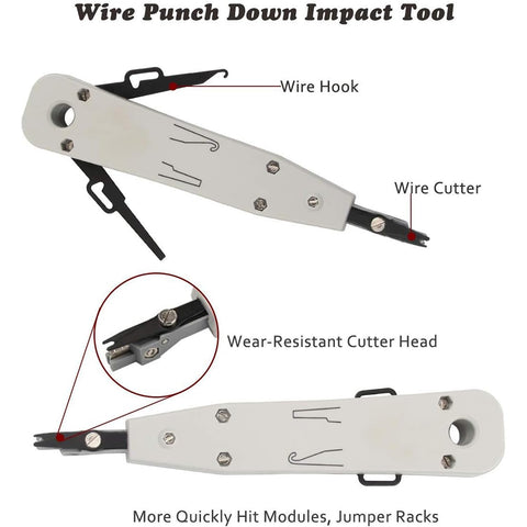 FEDUS RJ45 Crimping Tool Kit, Passthrough Crimping Tool rj45 for Cat6A Cat5E Cat5 RJ45, 25PCS rj45 Connector & Boot Covers, Network lan Tester, Cut and Strip Tool, 25 Cable Ties & KD-1 Punch Down Tool COMBO-3