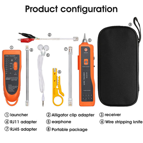 FEDUS Lan Tester with Wire Tracker, LAN Network Cable Tracer, Cable Tracker Line Finder, RJ11 RJ45 Line Finder Cable Tester for Network Ethernet cable,Phone Telephone Line & Continuity Checking