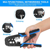 FEDUS Ethernet Crimp Tool,Cat5 Cat5e Cat6 Crimping tool for UTP 8P/RJ45 and 6P/RJ12 4P/RJ11 connectors Crimp, Cut, Strip Tool,Professional Network Crimper Cutter Stripper, Network Wire Stripper Black