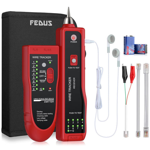 FEDUS Lan Tester with Wire Tracker, LAN Network Cable Tracer, Cable Tracker Line Finder, RJ11 RJ45 Line Finder Cable Tester for Network Ethernet cable,Phone Telephone Line & Continuity Checking