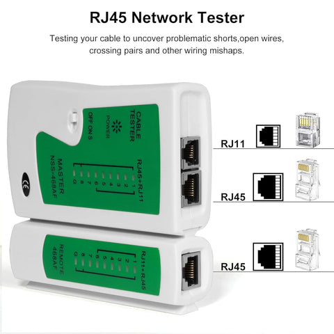 FEDUS Network Cable Tester, RJ45 And RJ11 Lan Cable Tester With 9V Battery, LED Indicators RJ12 CAT5 CAT 6 UTP Ethernet Cable Tester, RJ11 RJ12 ethernet Cable Tester