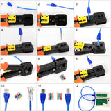 FEDUS Passthrough Crimping tool, Crimp, Cut, Strip Tool Pass-Through Ethernet Crimper, Professional RJ45 Crimp Tool for 8P/RJ45 and 6P/RJ12 4P/RJ11, Cat6a Cat6 Cat5e Pass Through & Regular Connectors