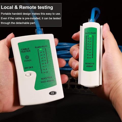 FEDUS Network Cable Tester, RJ45 And RJ11 Lan Cable Tester With 9V Battery, LED Indicators RJ12 CAT5 CAT 6 UTP Ethernet Cable Tester, RJ11 RJ12 ethernet Cable Tester