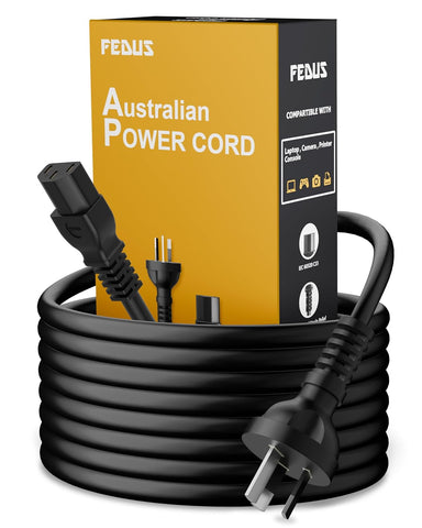 FEDUS 1.8M 3 Prong AU Australia SAA 3 Pins Plug 18 AWG Power Cord with IEC 320 C13 AU Australian Plug Computer Pure Copper Power Extension Cable for PCs, Monitors, Power adapters, Printer, Appliances