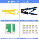 FEDUS RJ45 Crimping Tool Kit, Crimping Tool rj45 Crimping Machine for Cat6A Cat5E Cat5 RJ45 Ethernet tool kit, 100PCS rj45 Connector, Network Lan Tester, Cut and Strip Tool COMBO-3