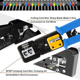 FEDUS Passthrough Crimping tool, Crimp, Cut, Strip Tool Pass-Through Ethernet Crimper, Professional RJ45 Crimp Tool for 8P/RJ45 and 6P/RJ12 4P/RJ11, Cat6a Cat6 Cat5e Pass Through & Regular Connectors