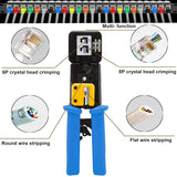 FEDUS RJ45 Crimping Tool Kit, Passthrough Crimping Tool rj45 Crimping machine for Cat6A Cat6 Cat5E Cat5 RJ45 Ethernet tool kit, 25PCS rj45 Passthrough Connector, Cut and Strip Tool COMBO-1