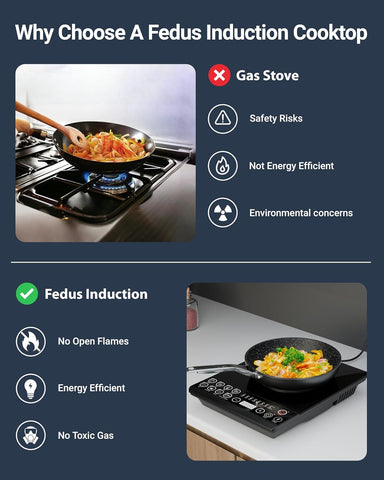 FEDUS Elema BIS Certified Induction Stoves, 2000W induction stove With Auto Pot Detection, Auto-Shut-Off & Large 8” Heating Coil Electric, Shatter-Proof Ceramic Glass Surface induction Cooktop chulha