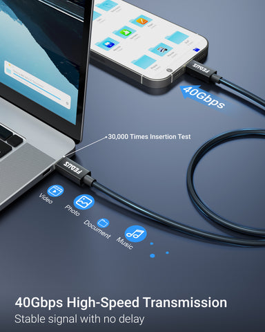 FEDUS USB 4 Cable Thunderbolt 4 Cable 40Gbps 240W [8K@60Hz 4K@144Hz] 100W PD 3.1 Fast Charging Type C Cable USB C to USB C Cable USB C Display Cable Compatible with iPhone 15 Pro, MacBook, eGPU,SSD 1M