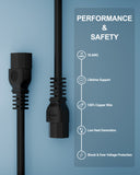 FEDUS IEC C13 to C14 Link Power Cable 250v Male to Female Power Extension Cord Cable,18AWG 10A for Computer, Printer, SMPS, Monitor, Server, Display Heavy Gauge Power Extension Cable