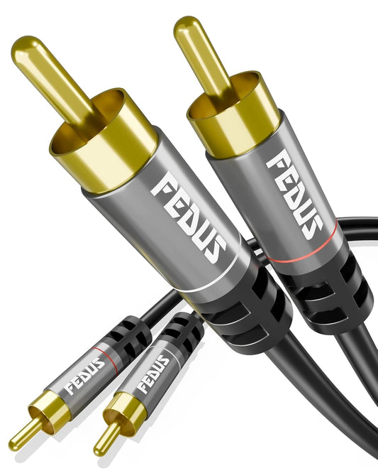 FEDUS RCA to RCA Cable Double Shielded Oxygen-Free Copper Gold Plated 2RCA to 2RCA Cable 2 RCA Car Audio Subwoofer Cable Cord for Hi-Fi Audio Systems, Amplifier, Home Theater, Speaker, HDTV