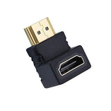 FEDUS Gold Plated HDMI Male to Female Converter Connector Adapter 90 Degree L Shape for HDTV, Plasma TV, LED, LCD Etc Black Pack-1 - FEDUS