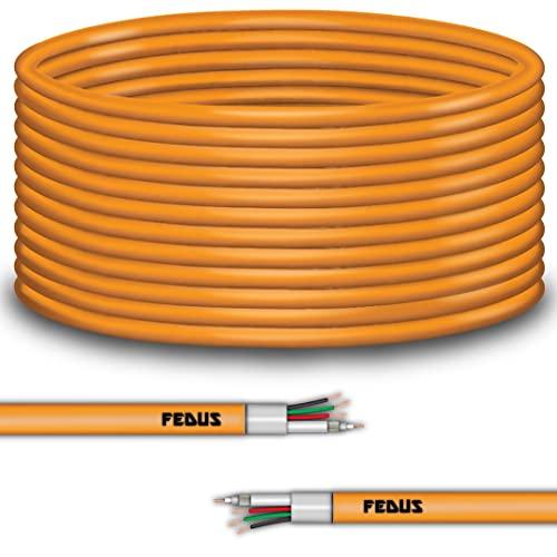 FEDUS 23AWG Pure Copper 3+1 CCTV Camera Coaxial Cable For High-Speed Audio Video Signal BNC Video & Power Cord With Breading Alloy Positive Negative Mic Earth Wire in Orange Colour - FEDUS