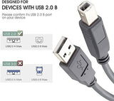 FEDUS USB 2.0 High Speed Printer Cable Scanner Cable A Male to B Male for HP, Canon, Etc.-Grey - FEDUS