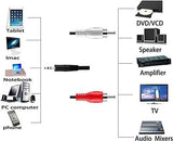 FEDUS 3.5mm Jack Stereo Audio Male to 2 RCA Male Cable AV Audio Video Cable TV-Out Cable Speaker Amplifier Connect RCA Audio Video TRS 3-Pole Male Plug to Dual RCA Male - FEDUS