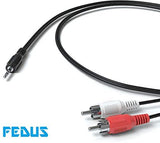 FEDUS 3.5mm Jack Stereo Audio Male to 2 RCA Male Cable AV Audio Video Cable TV-Out Cable Speaker Amplifier Connect RCA Audio Video TRS 3-Pole Male Plug to Dual RCA Male - FEDUS