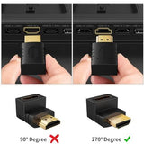 FEDUS Gold Plated HDMI Male to Female Converter Connector Adapter 270 Degree L Shape Angle Converter, HDMI L Shape Flat Extender, for HDTV, Plasma TV, LED, LCD Pack-1 – Black - FEDUS