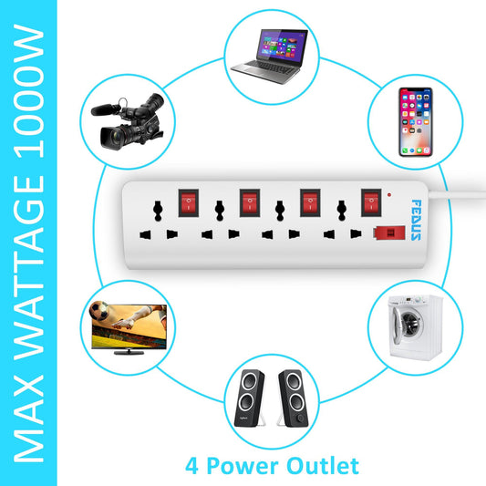 FEDUS Long Wire Switch Board Extension | Extension Boards with Switch,Extension Board with Long Wire, Extension Board for Computer, Surge Protectors Spike Buster, Switch Board - FEDUS