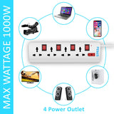 FEDUS Long Wire Switch Board Extension | Extension Boards with Switch,Extension Board with Long Wire, Extension Board for Computer, Surge Protectors Spike Buster, Switch Board - FEDUS