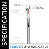 FEDUS 23AWG Pure Copper 3+1 CCTV Camera Coaxial Cable For High-Speed Audio Video Signal BNC Video & Power Cord With Breading Alloy Positive Negative Mic Earth Wire - FEDUS