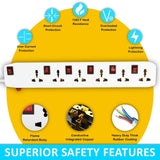 FEDUS Long Extension Board Extension Box | Spike Guard 6 Socket 6 Switch Junction Box with Switch, Extension Cords Cord, Spike Buster, Extension Board - FEDUS