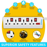 FEDUS Long Wire Switch Board Extension | Extension Boards with Switch,Extension Board with Long Wire, Extension Board for Computer, Surge Protectors Spike Buster, Switch Board - FEDUS