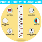 FEDUS Long Extension Board Extension Box | Spike Guard 6 Socket 6 Switch Junction Box with Switch, Extension Cords Cord, Spike Buster, Extension Board - FEDUS