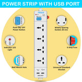 FEDUS Extension Board With 2 Output USB Charging Ports(2.1A ) 4 Universal Power Sockets, Switch Board Extension Board Cord, Power Strip, 3-Pin Surge Protection for Home Office - FEDUS