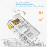 FEDUS RJ45 Cat6 Pass-Through Connector RJ45 Ends, Cat5, Cat5e, Cat6 8P8C RJ45 Connector, Ethernet Cable Crimp Connectors UTP Network Plug Solid Wire and Standard Cable, LAN Crimp - FEDUS