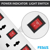 FEDUS Long Wire Switch Board Extension | Extension Boards with Switch,Extension Board with Long Wire, Extension Board for Computer, Surge Protectors Spike Buster, Switch Board - FEDUS