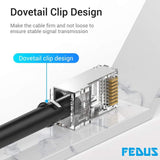 FEDUS RJ45 Cat7 & Cat6A Crimping Connectors plug, 50U Nickel Plated 3 Prong Shielded FTP/STP External Ground 23 AWG (0.573mm) Cable, RJ45 8P8C Plug, SILVER - FEDUS