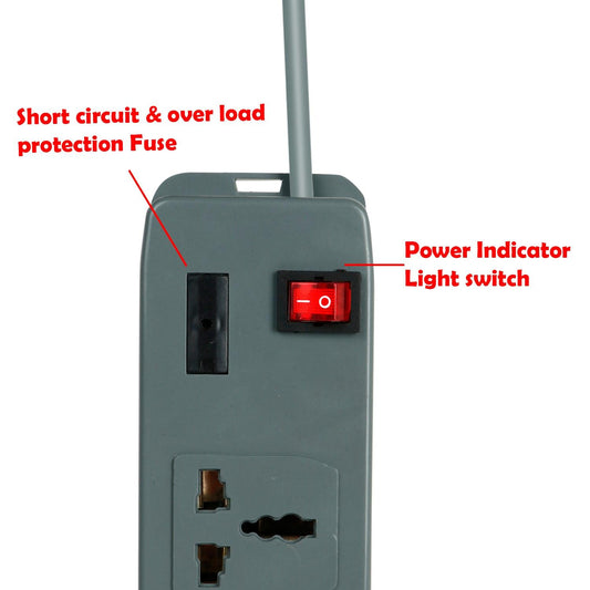 FEDUS Switch Board Extension Cords with Long Wire for Computer, Surge Protectors Spike Buster - FEDUS