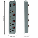 FEDUS Switch Board Extension Cords with Long Wire for Computer, Surge Protectors Spike Buster - FEDUS