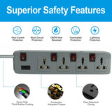 FEDUS Switch Board Extension Cords with Long Wire for Computer, Surge Protectors Spike Buster - FEDUS