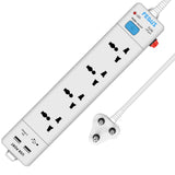 FEDUS Extension Board With 2 Output USB Charging Ports(2.1A ) 4 Universal Power Sockets, Switch Board Extension Board Cord, Power Strip, 3-Pin Surge Protection for Home Office - FEDUS